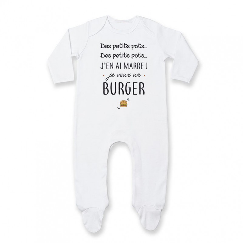 Pyjama bébé J'en ai marre je veux un burger Pyjama bébé J'en ai marre je veux un burger