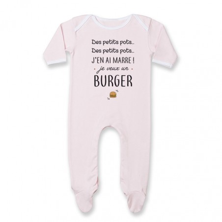 Pyjama bébé J'en ai marre je veux un burger