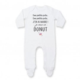 Pyjama bébé J'en ai marre je veux un donut