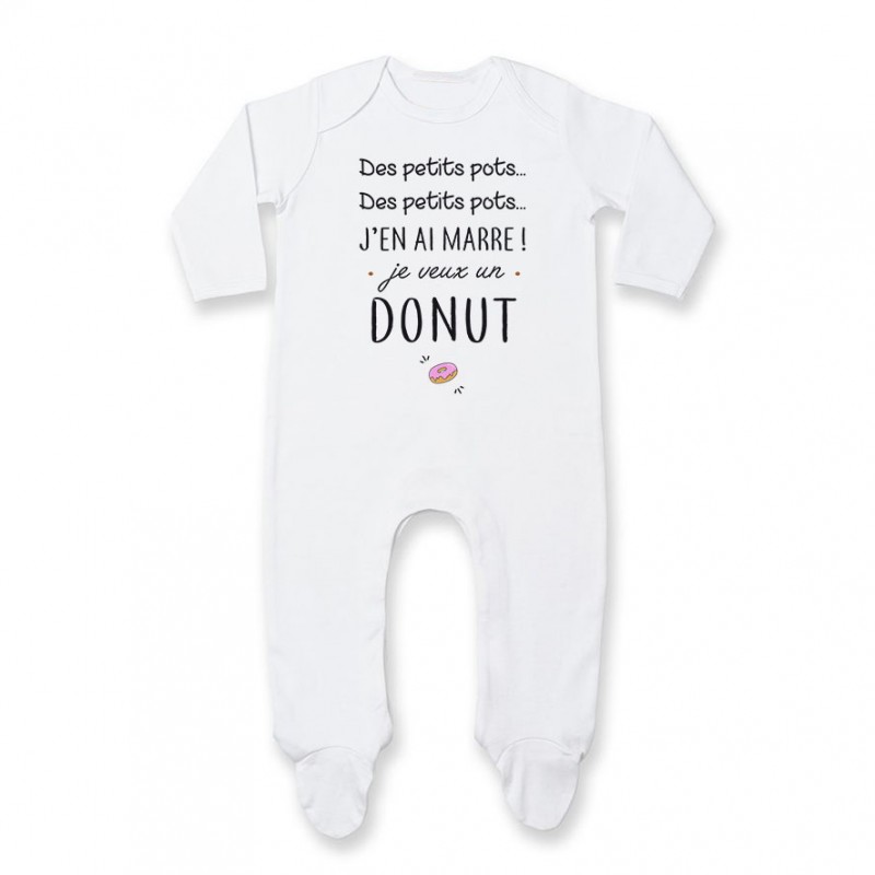 Pyjama bébé J'en ai marre je veux un donut Pyjama bébé J'en ai marre je veux un donut