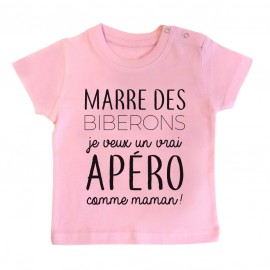 T-Shirt bébé Je veux un vrai apéro comme maman