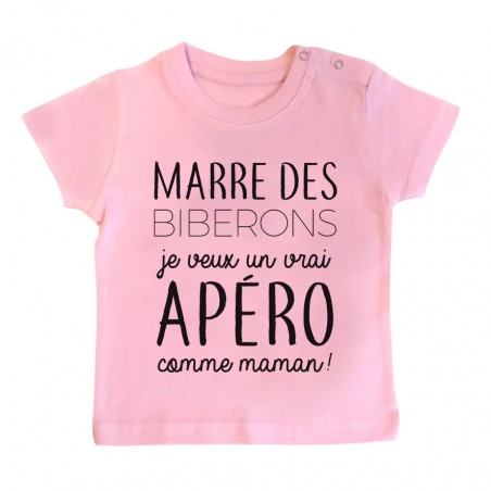 T-Shirt bébé Je veux un vrai apéro comme maman