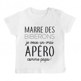 T-Shirt bébé Je veux un vrai apéro comme papa