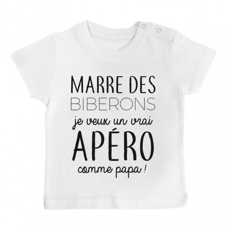 T-Shirt bébé Je veux un vrai apéro comme papa