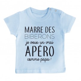 T-Shirt bébé Je veux un vrai apéro comme papa