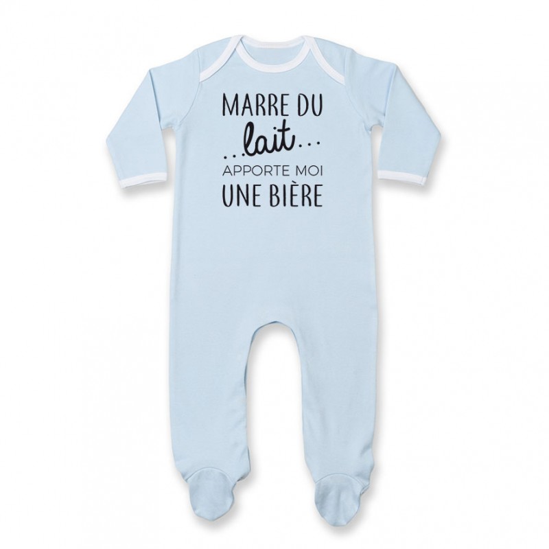 Pyjama bébé Marre du lait apporte moi un bière Pyjama bébé Marre du lait apporte moi un bière