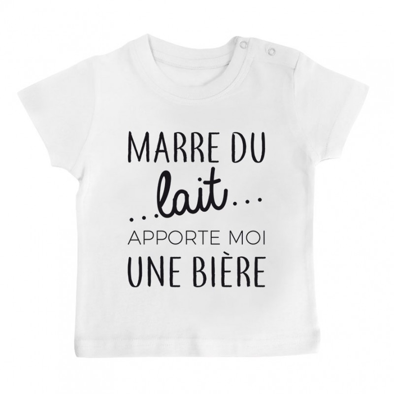 T-Shirt bébé Marre du lait apporte moi un bière