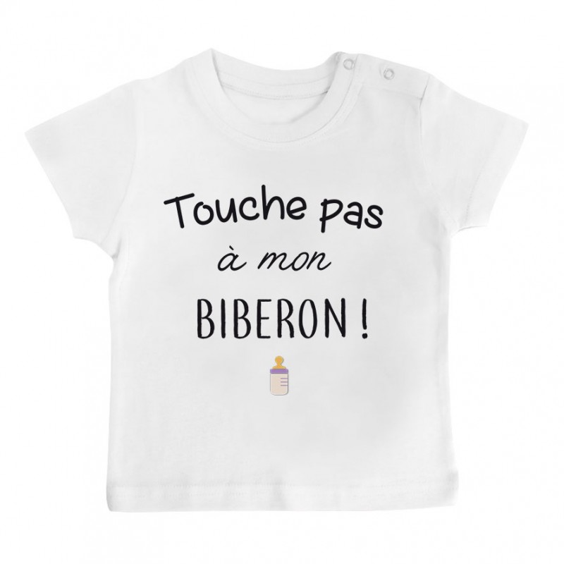 T-Shirt bébé Touche pas à mon biberon T-Shirt bébé Touche pas à mon biberon