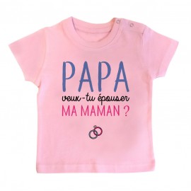 T-Shirt bébé Papa veux-tu épouser ma maman ?