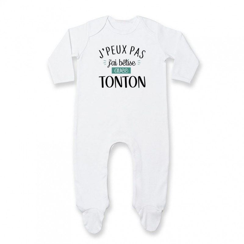 Pyjama bébé J'peux pas j'ai bêtise avec tonton