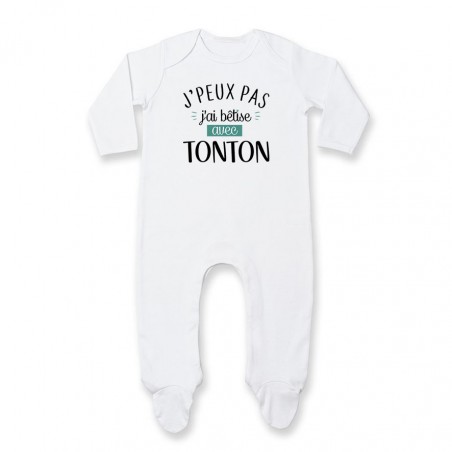 Pyjama bébé J'peux pas j'ai bêtise avec tonton