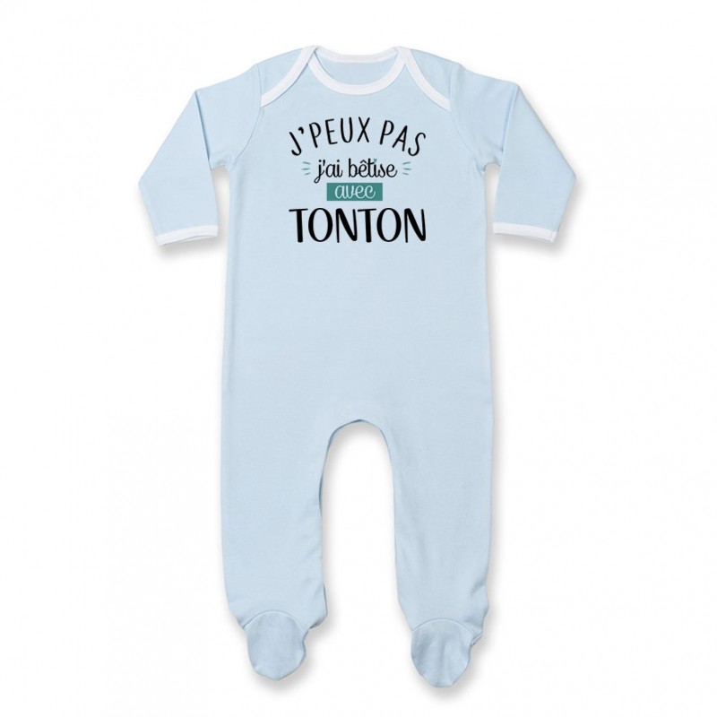 Pyjama bébé J'peux pas j'ai bêtise avec tonton