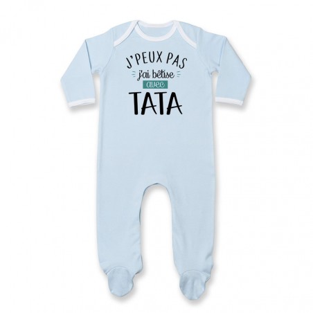 Pyjama bébé J'peux pas j'ai bêtise avec tata ( version garçon )