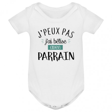 Body bébé  J'peux pas j'ai bêtise avec parrain ( version garçon )