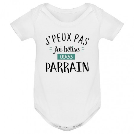 Body bébé  J'peux pas j'ai bêtise avec parrain ( version garçon )