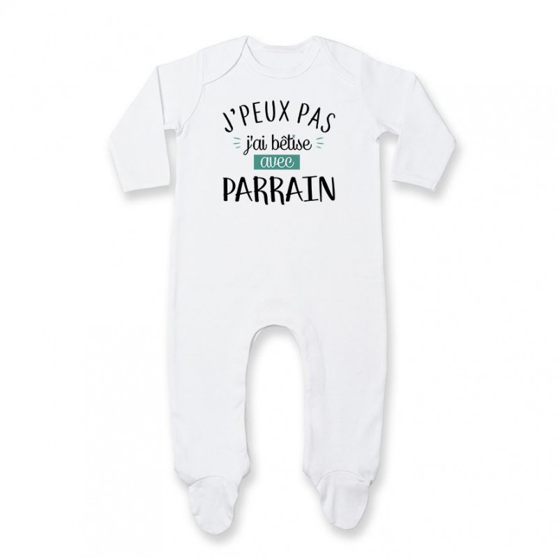 Pyjama bébé J'peux pas j'ai bêtise avec parrain ( version garçon )