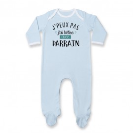 Pyjama bébé J'peux pas j'ai bêtise avec parrain ( version garçon )