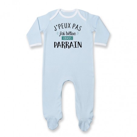 Pyjama bébé J'peux pas j'ai bêtise avec parrain ( version garçon )