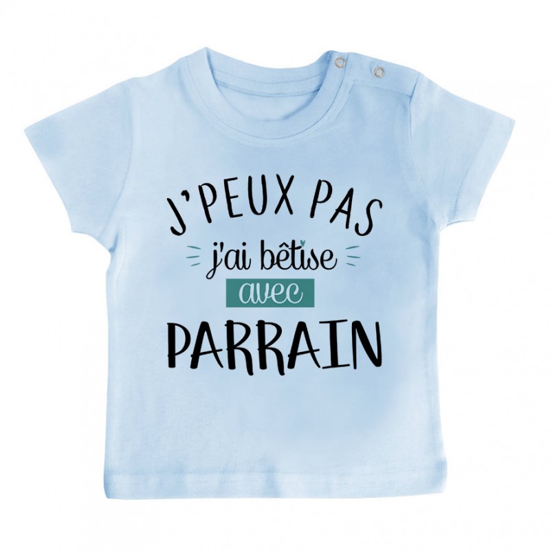 T-Shirt bébé J'peux pas j'ai bêtise avec parrain ( version garçon ) T-Shirt bébé J'peux pas j'ai bêtise avec parrain ( version garçon )