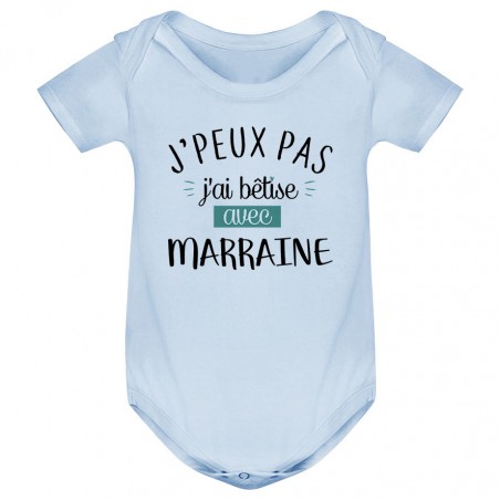 Body bébé J'peux pas j'ai bêtise avec marraine ( version garçon )