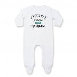 Pyjama bébé J'peux pas j'ai bêtise avec marraine ( version garçon )