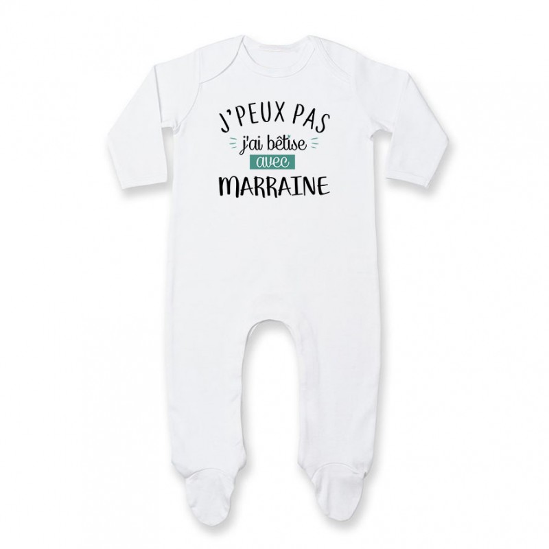 Pyjama bébé J'peux pas j'ai bêtise avec marraine ( version garçon )