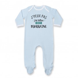 Pyjama bébé J'peux pas j'ai bêtise avec marraine ( version garçon )