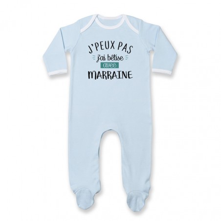 Pyjama bébé J'peux pas j'ai bêtise avec marraine ( version garçon )