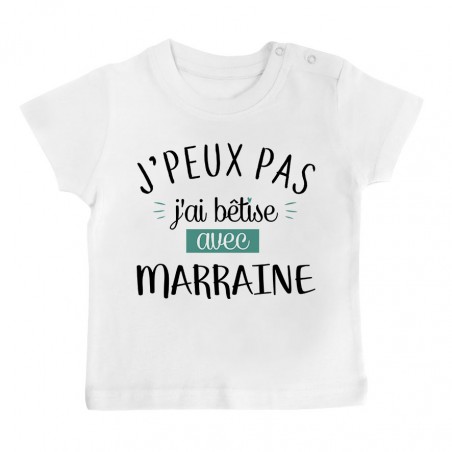 T-Shirt bébé J'peux pas j'ai bêtise avec marraine ( version garçon )