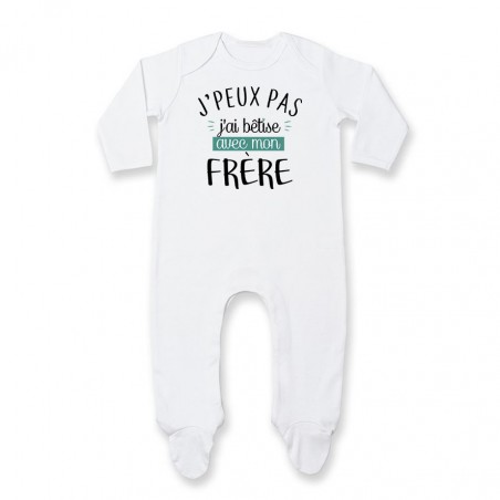 Pyjama bébé J'peux pas j'ai bêtise avec mon frère ( version garçon )