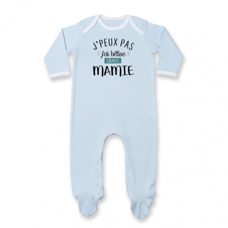 Pyjama bébé J'peux pas j'ai bêtise avec mamie ( version garçon )