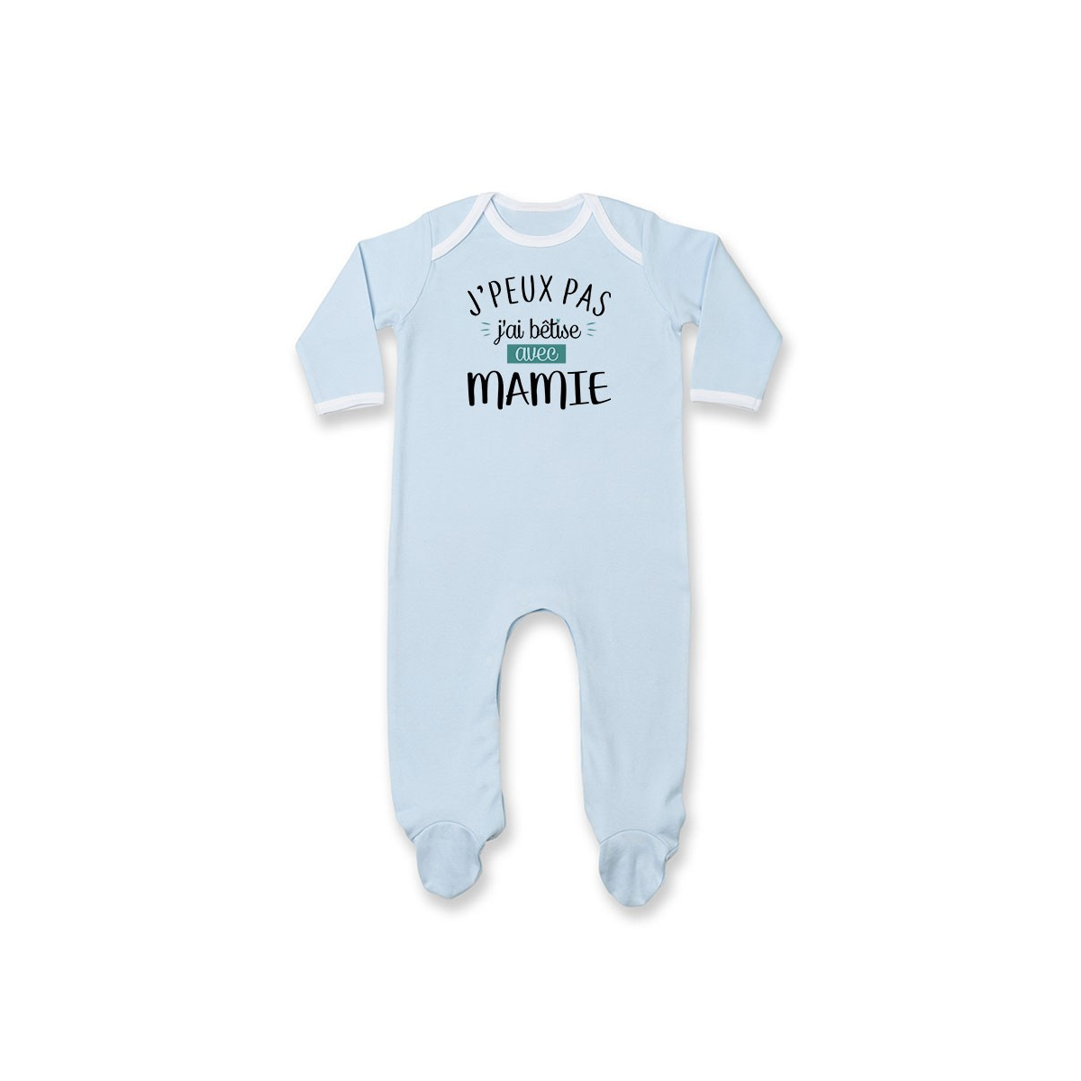 Pyjama bébé J'peux pas j'ai bêtise avec mamie ( version garçon )