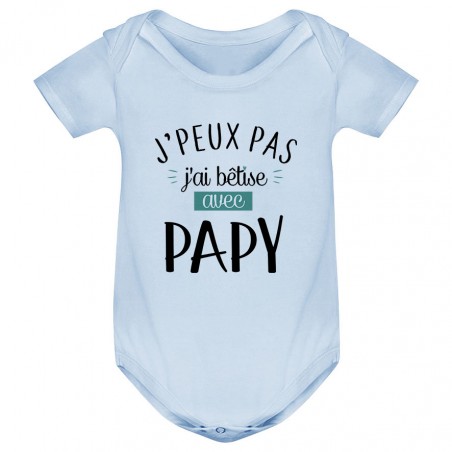 Body bébé J'peux pas j'ai bêtise avec papy ( version garçon )