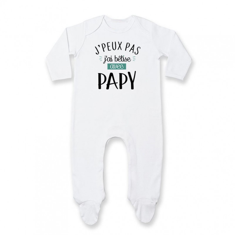 Pyjama bébé J'peux pas j'ai bêtise avec papy ( version garçon )