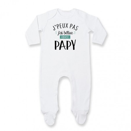 Pyjama bébé J'peux pas j'ai bêtise avec papy ( version garçon )