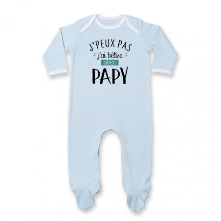 Pyjama bébé J'peux pas j'ai bêtise avec papy ( version garçon )