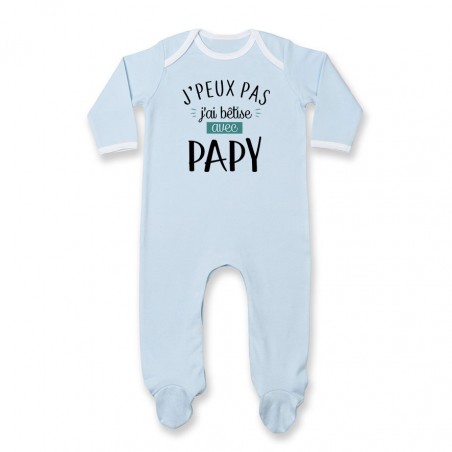 Pyjama bébé J'peux pas j'ai bêtise avec papy ( version garçon )