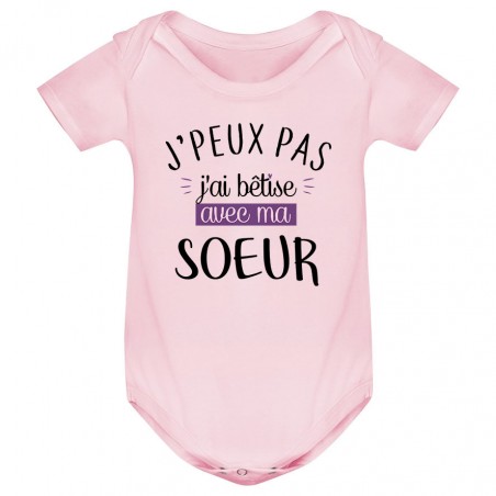 Body bébé J'peux pas j'ai bêtise avec ma soeur ( version fille )