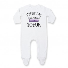 Pyjama bébé J'peux pas j'ai bêtise avec ma soeur ( version fille )