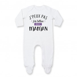 Pyjama bébé J'peux pas j'ai bêtise avec maman ( version fille )