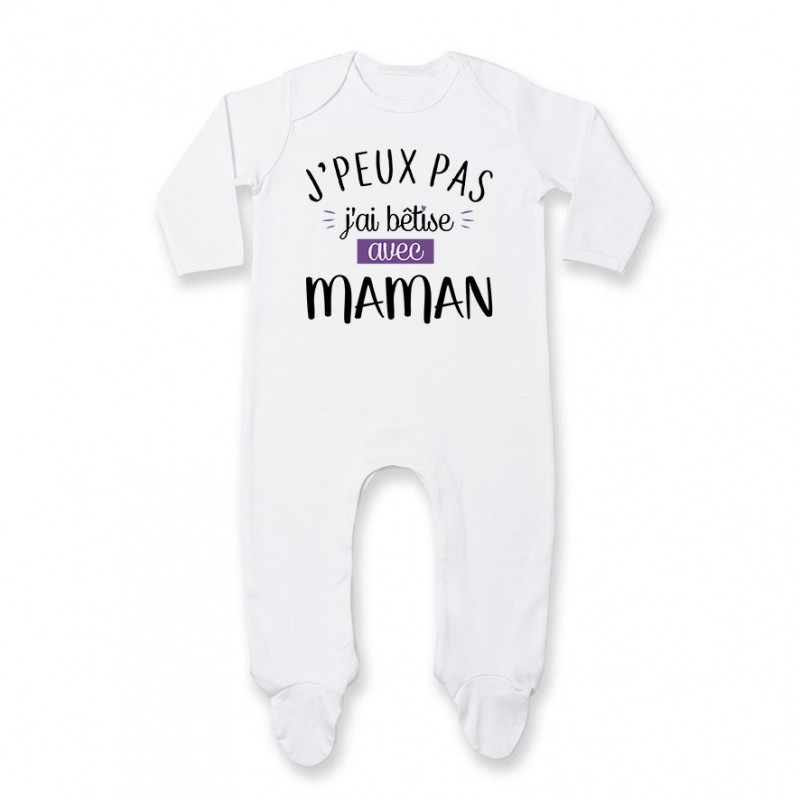 Pyjama bébé J'peux pas j'ai bêtise avec maman ( version fille )