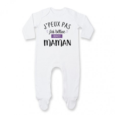 Pyjama bébé J'peux pas j'ai bêtise avec maman ( version fille )