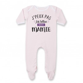 Pyjama bébé J'peux pas j'ai bêtise avec mamie ( version fille )