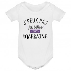 Body bébé J'peux pas j'ai bêtise avec marraine ( version fille )