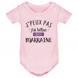 Body bébé J'peux pas j'ai bêtise avec marraine ( version fille )