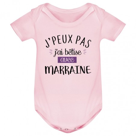 Body bébé J'peux pas j'ai bêtise avec marraine ( version fille )