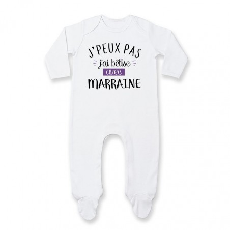 Pyjama bébé J'peux pas j'ai bêtise avec marraine ( version fille )