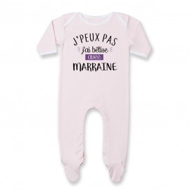 Pyjama bébé J'peux pas j'ai bêtise avec marraine ( version fille )