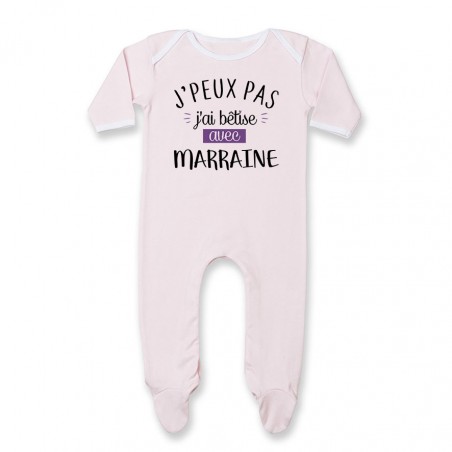 Pyjama bébé J'peux pas j'ai bêtise avec marraine ( version fille )