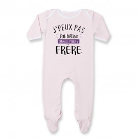 Pyjama bébé J'peux pas j'ai bêtise avec mon frère ( version fille )